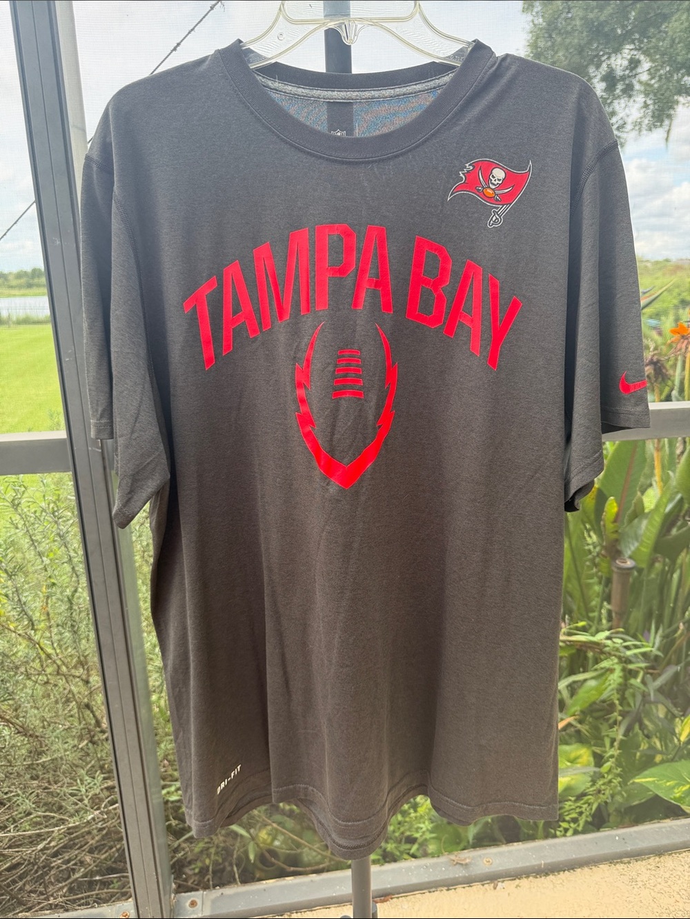 Nike Tampa Bay Black Short Sleeve Graphic Tee with Red Accents